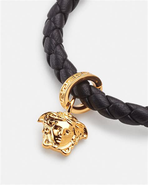 bracciale versace|versace braided leather charm bracelet.